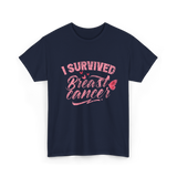 I Survived Breast Cancer Support T-Shirt - Navy