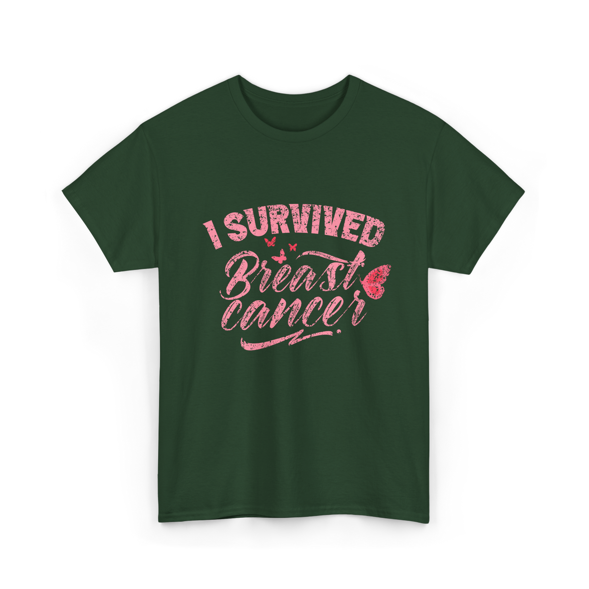 I Survived Breast Cancer Support T-Shirt - Forest Green