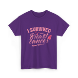 I Survived Breast Cancer Support T-Shirt - Purple