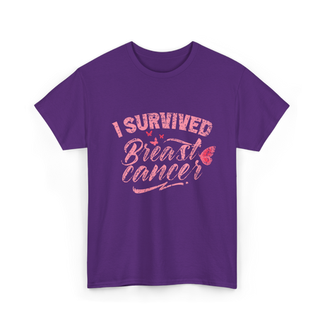 I Survived Breast Cancer Support T-Shirt - Purple