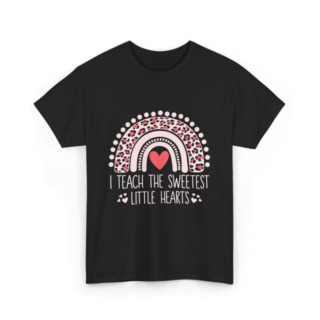 I Teach Little Hearts Teacher T-Shirt - Black