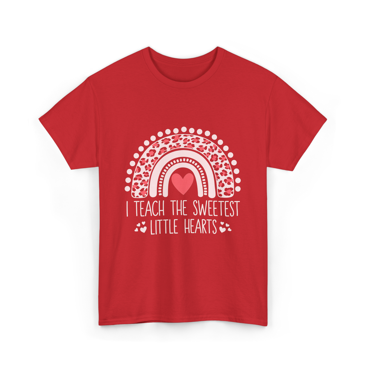 I Teach Little Hearts Teacher T-Shirt - Red