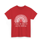 I Teach Little Hearts Teacher T-Shirt - Red