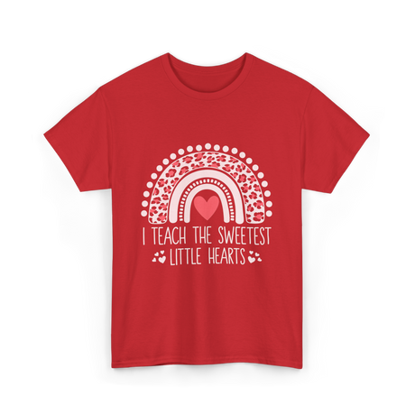 I Teach Little Hearts Teacher T-Shirt - Red