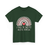 I Teach Little Hearts Teacher T-Shirt - Forest Green