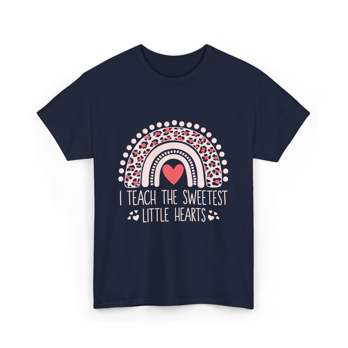 I Teach Little Hearts Teacher T-Shirt - Navy