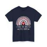 I Teach Little Hearts Teacher T-Shirt - Navy