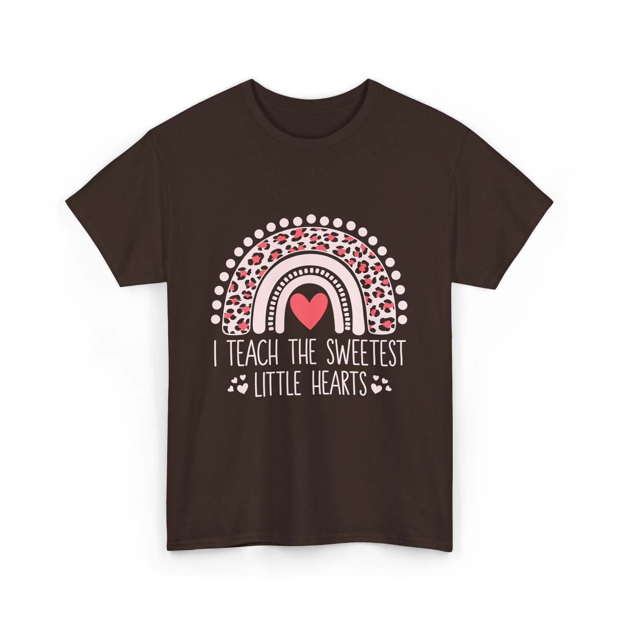 I Teach Little Hearts Teacher T-Shirt - Dark Chocolate