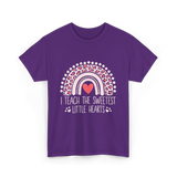 I Teach Little Hearts Teacher T-Shirt - Purple