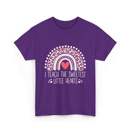 I Teach Little Hearts Teacher T-Shirt - Purple