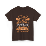 I Teach the Cutest Pumpkins Teacher T-Shirt - Dark Chocolate