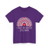 I Teach The Sweetest Hearts Teacher T-Shirt - Purple