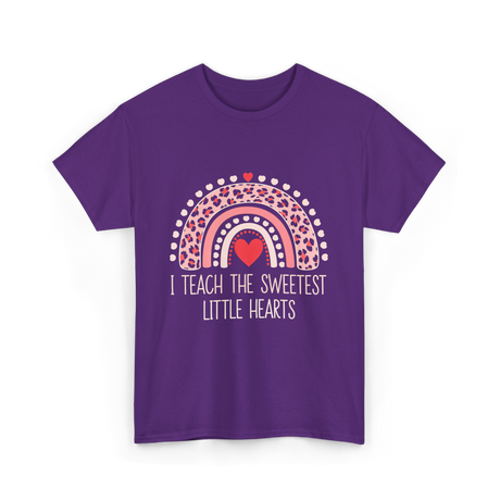 I Teach The Sweetest Hearts Teacher T-Shirt - Purple