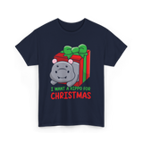 I Want A Hippo Christmas Hippopotamus T-Shirt - Navy