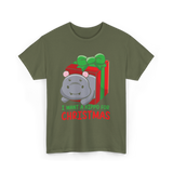 I Want A Hippo Christmas Hippopotamus T-Shirt - Military Green