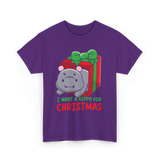 I Want A Hippo Christmas Hippopotamus T-Shirt - Purple