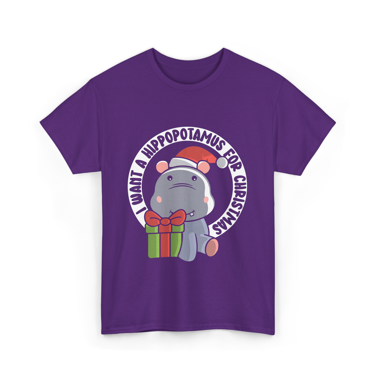 I Want A Hippopotamus Christmas Hippos T-Shirt - Purple