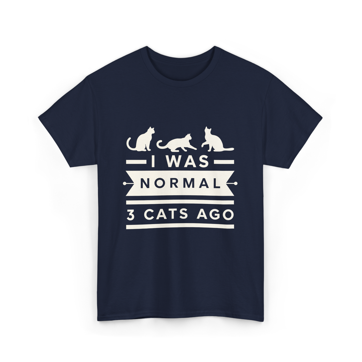 I Was Normal Cat Lovers T-Shirt - Navy