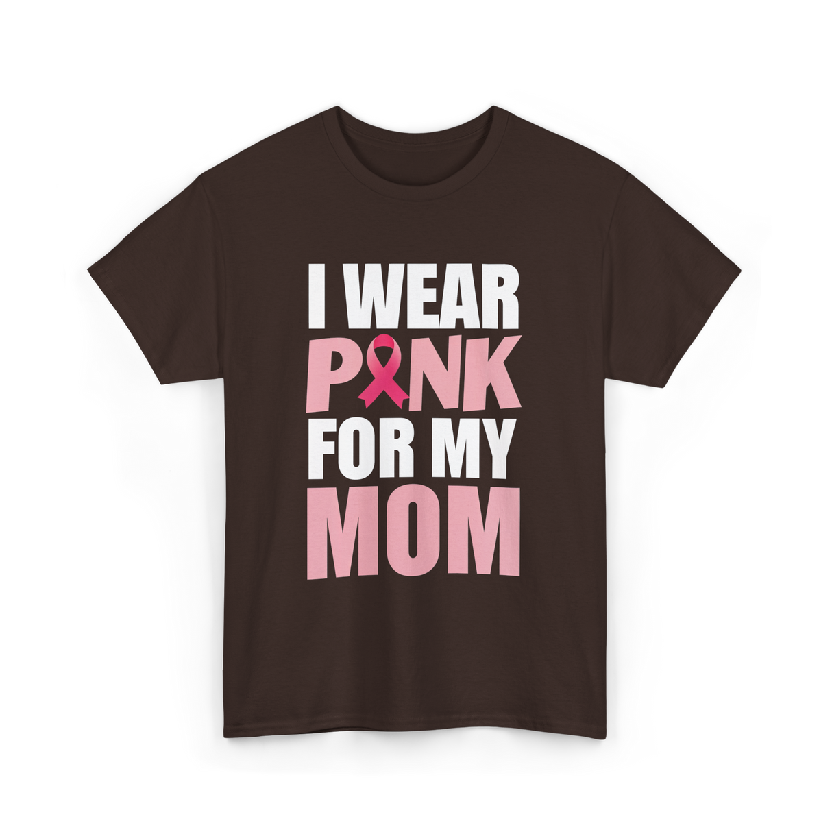 I Wear Pink Breast Cancer Awareness T-Shirt - Dark Chocolate