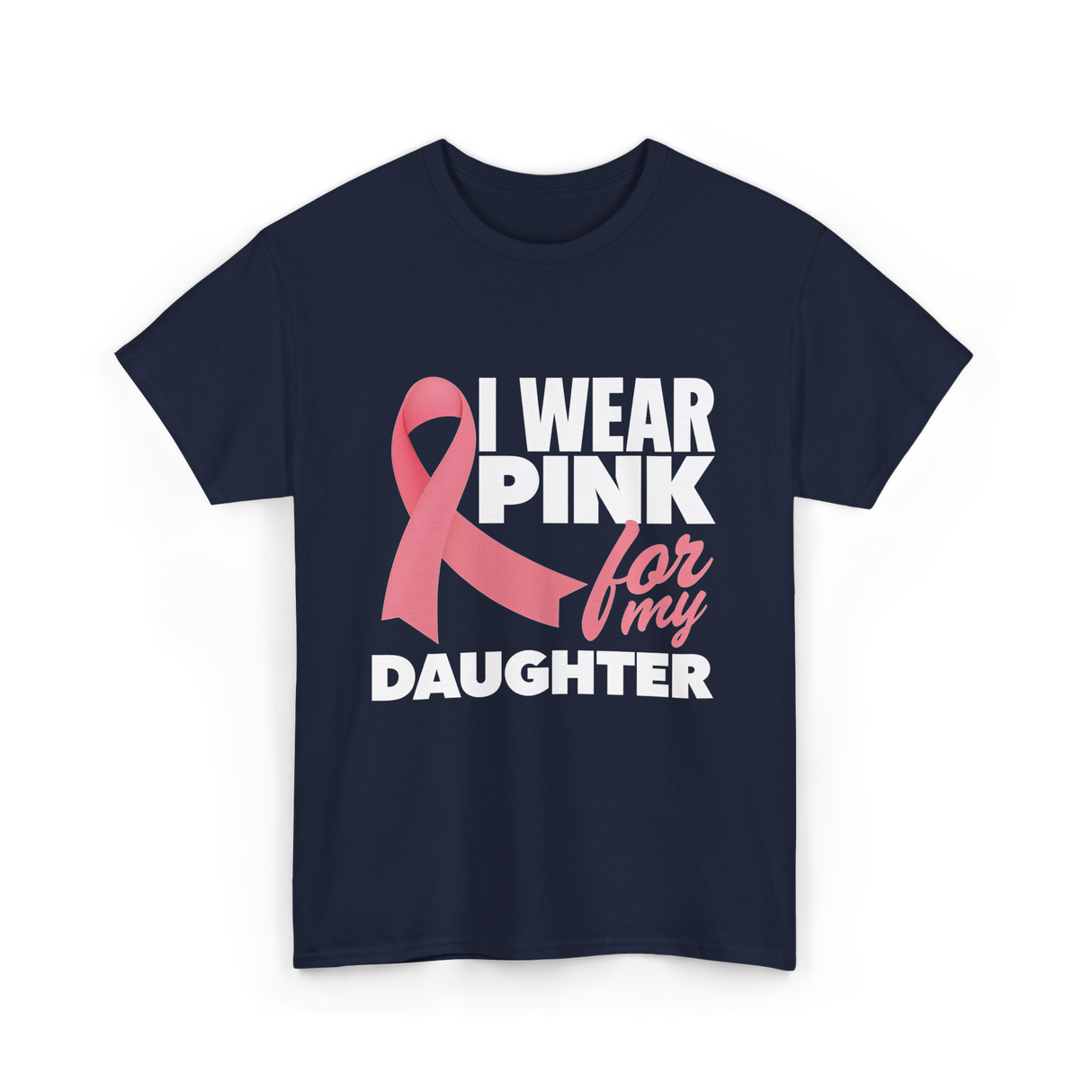 I Wear Pink Breast Cancer Awareness T-Shirt - Navy