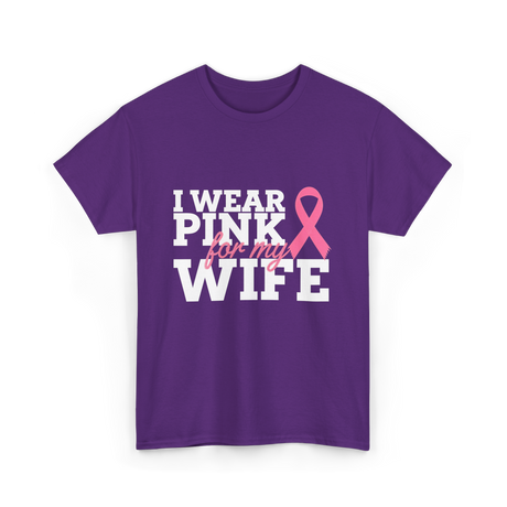 I Wear Pink Breast Cancer Awareness T-Shirt - Purple