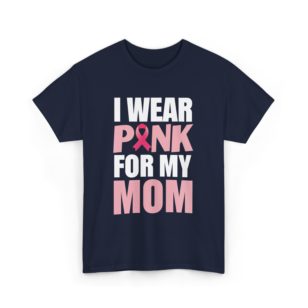 I Wear Pink Breast Cancer Awareness T-Shirt - Navy