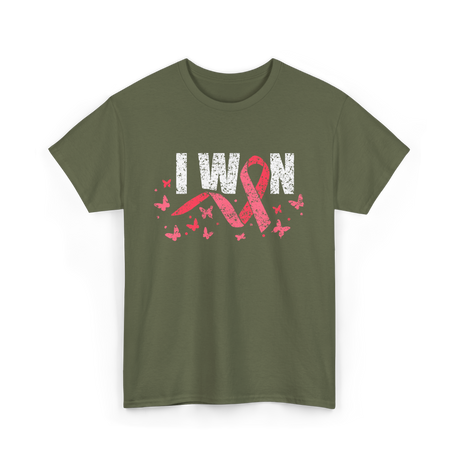 I Won Pink Awareness Breast Cancer T-Shirt - Military Green