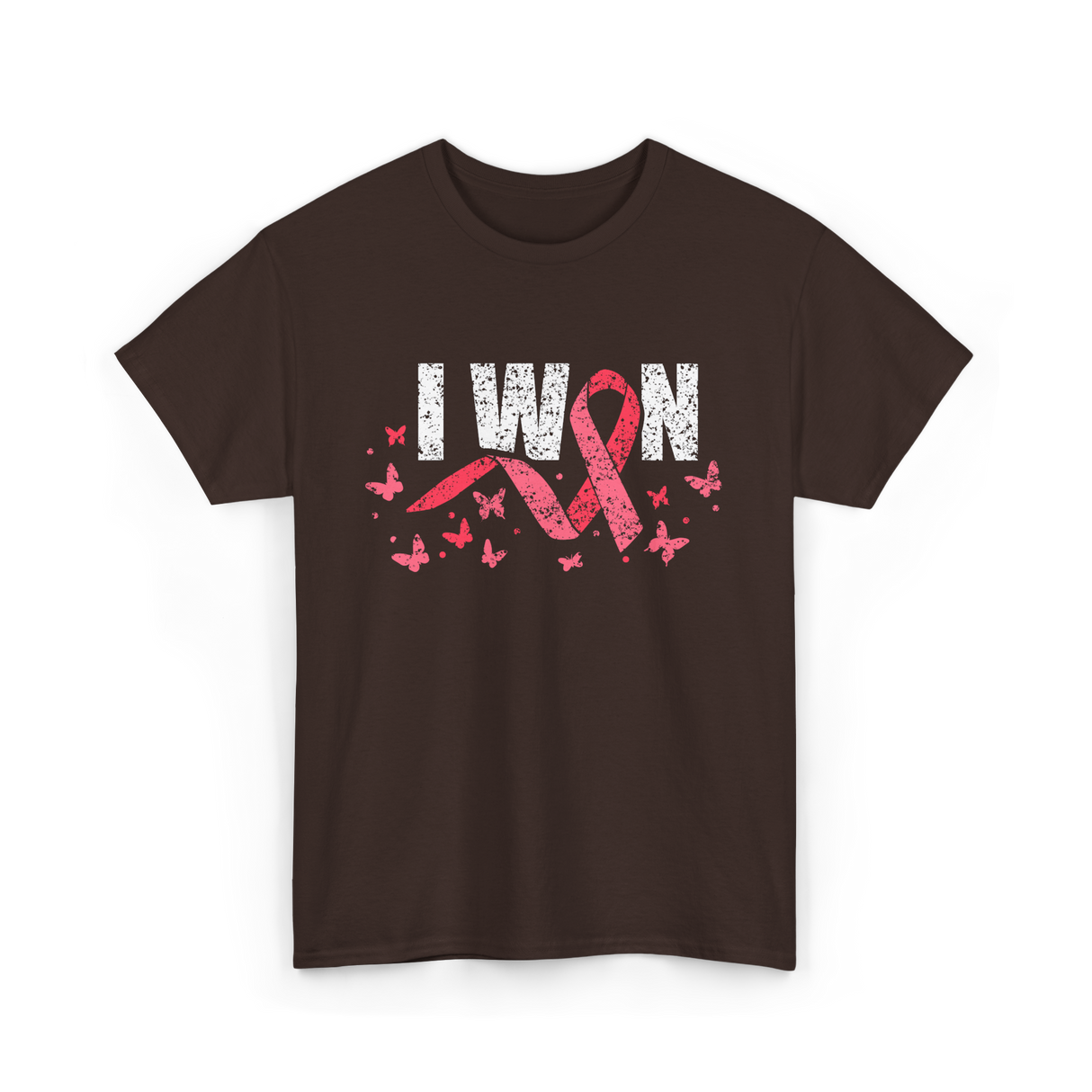 I Won Pink Awareness Breast Cancer T-Shirt - Dark Chocolate