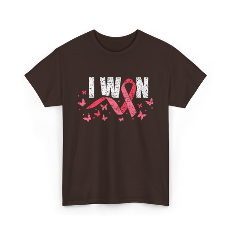 I Won Pink Awareness Breast Cancer T-Shirt - Dark Chocolate