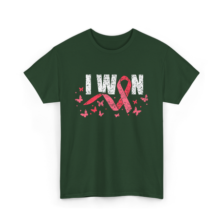 I Won Pink Awareness Breast Cancer T-Shirt - Forest Green