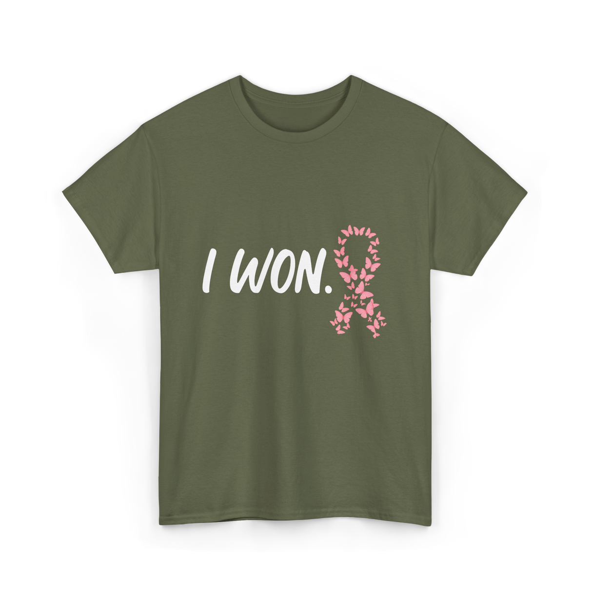 I Won Pink Ribbon Survivor T-Shirt - Military Green