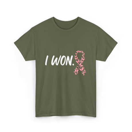 I Won Pink Ribbon Survivor T-Shirt - Military Green