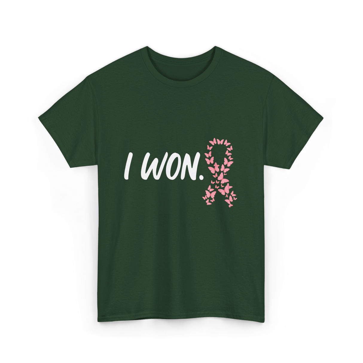 I Won Pink Ribbon Survivor T-Shirt - Forest Green