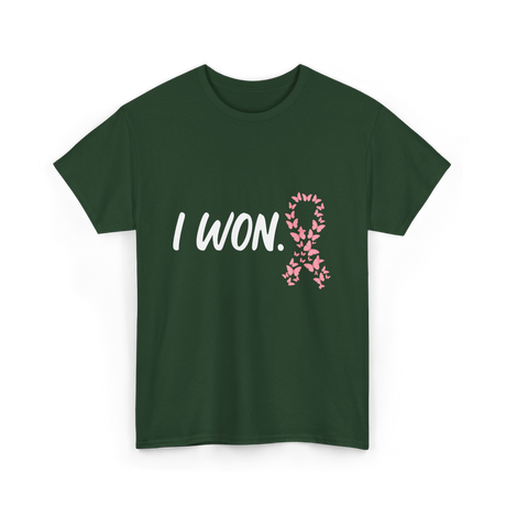 I Won Pink Ribbon Survivor T-Shirt - Forest Green