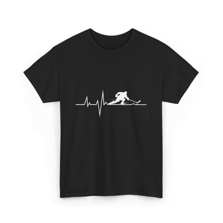 Ice Hockey Heartbeat Hockey Player T-Shirt - Black