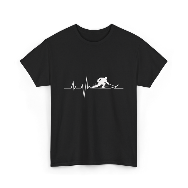 Ice Hockey Heartbeat Hockey Player T-Shirt - Black