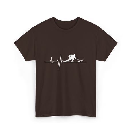 Ice Hockey Heartbeat Hockey Player T-Shirt - Dark Chocolate