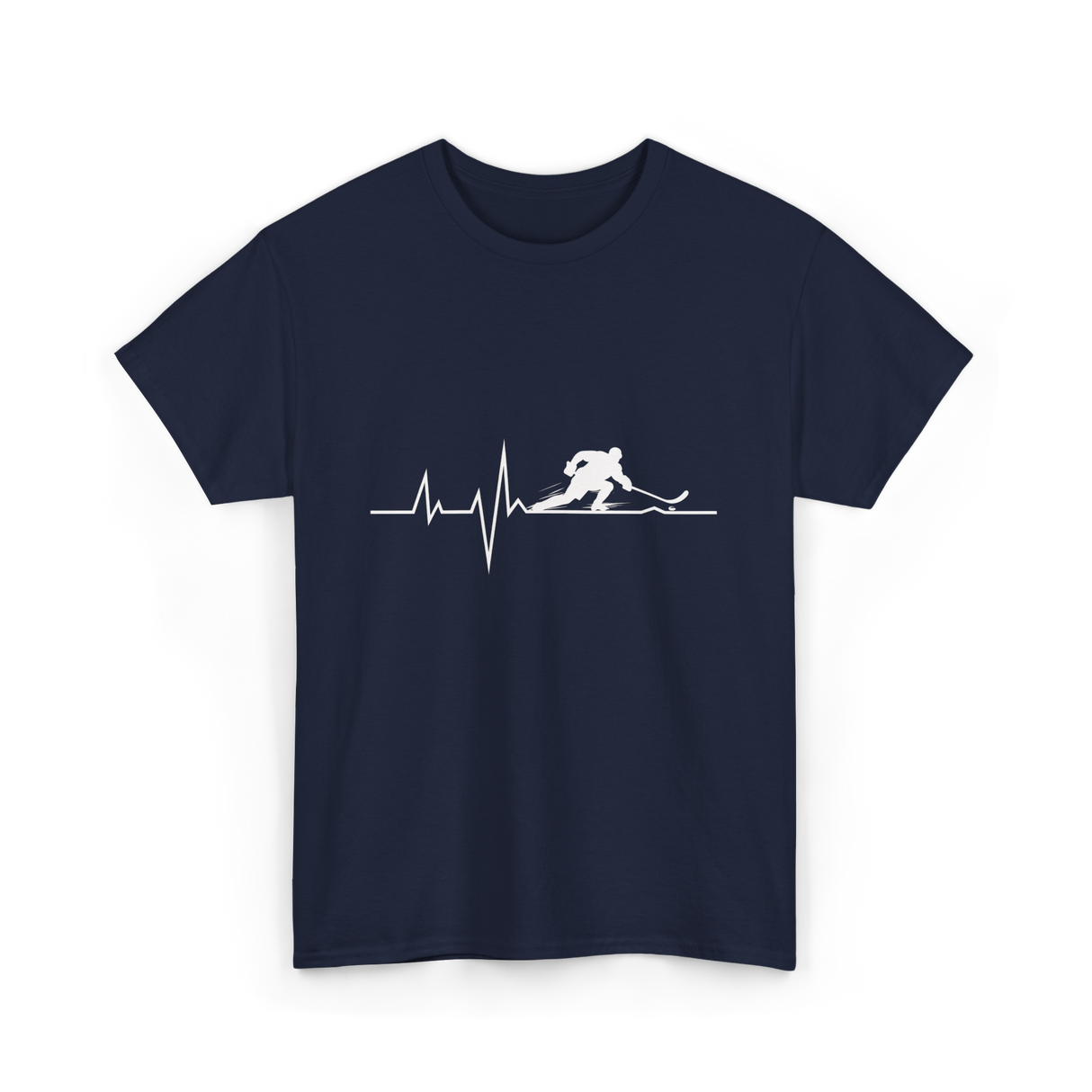 Ice Hockey Heartbeat Hockey Player T-Shirt - Navy