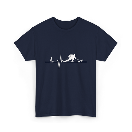 Ice Hockey Heartbeat Hockey Player T-Shirt - Navy