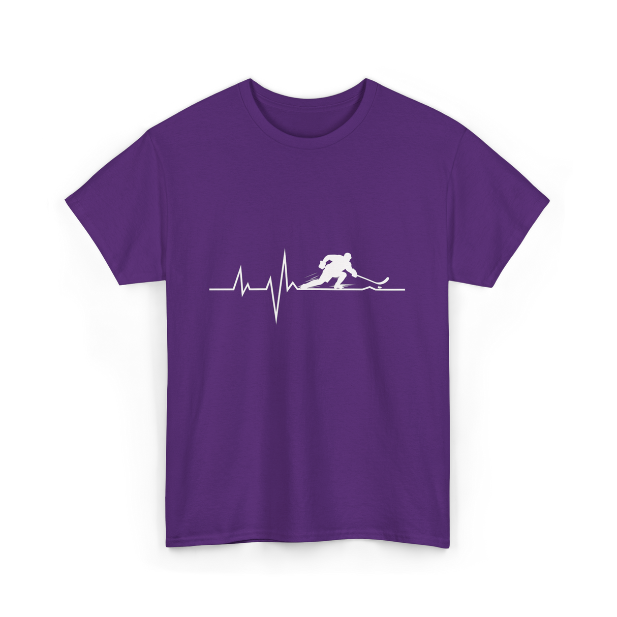 Ice Hockey Heartbeat Hockey Player T-Shirt - Purple