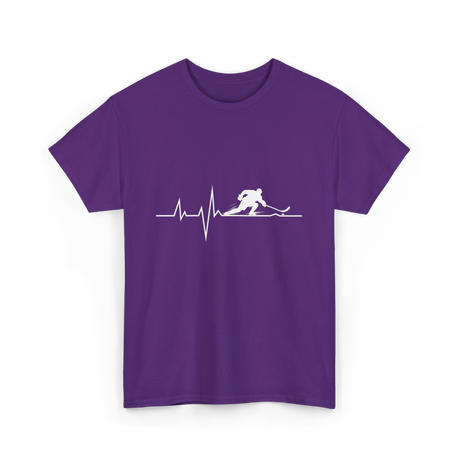 Ice Hockey Heartbeat Hockey Player T-Shirt - Purple