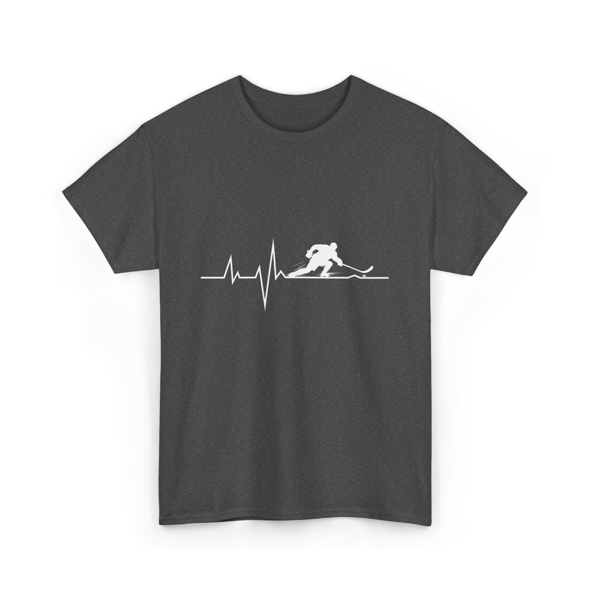 Ice Hockey Heartbeat Hockey Player T-Shirt - Dark Heather