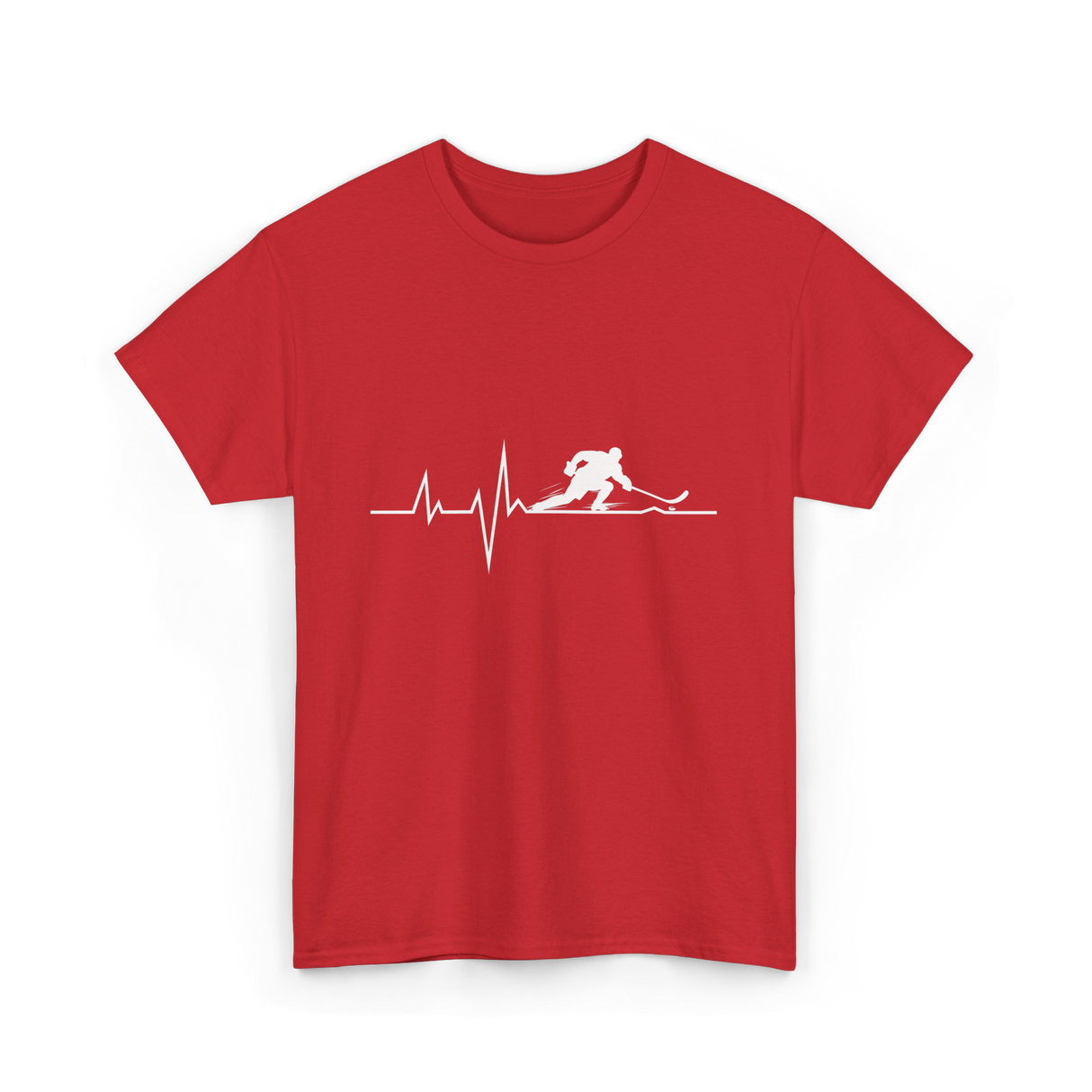 Ice Hockey Heartbeat Hockey Player T-Shirt - Red