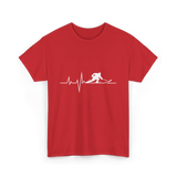 Ice Hockey Heartbeat Hockey Player T-Shirt - Red