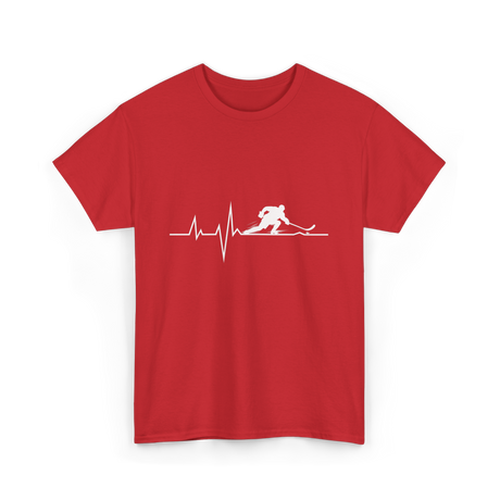 Ice Hockey Heartbeat Hockey Player T-Shirt - Red