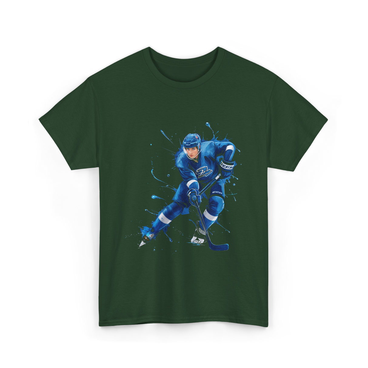 Ice Hockey Player Hockey Sports T-Shirt - Forest Green