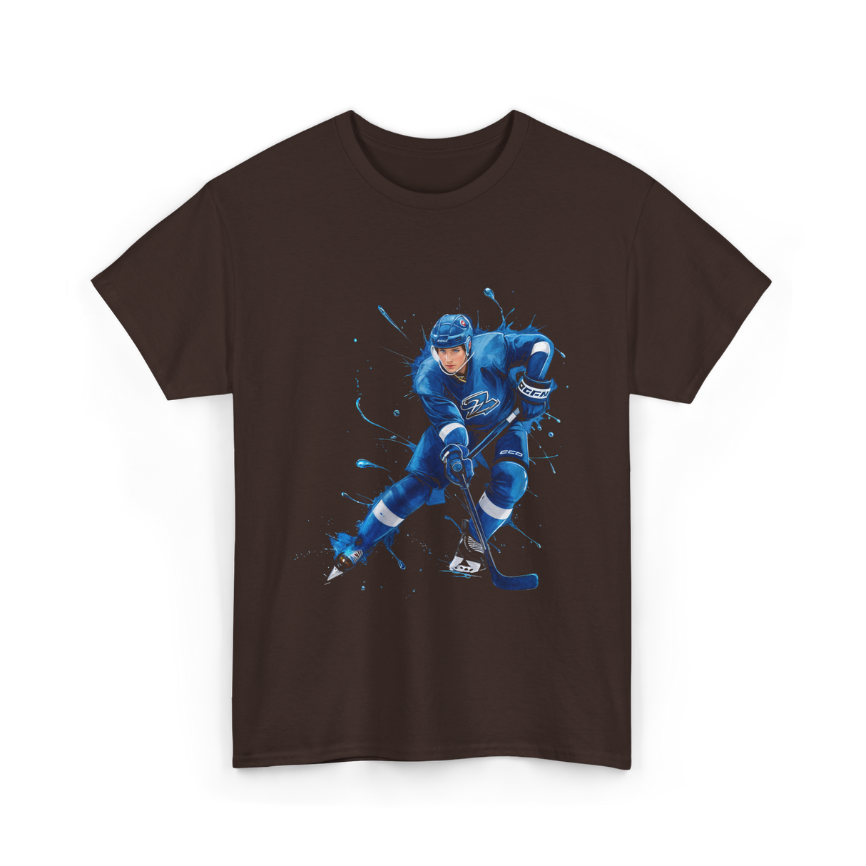 Ice Hockey Player Hockey Sports T-Shirt - Dark Chocolate