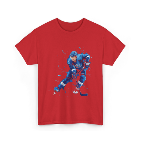 Ice Hockey Player Hockey Sports T-Shirt - Red