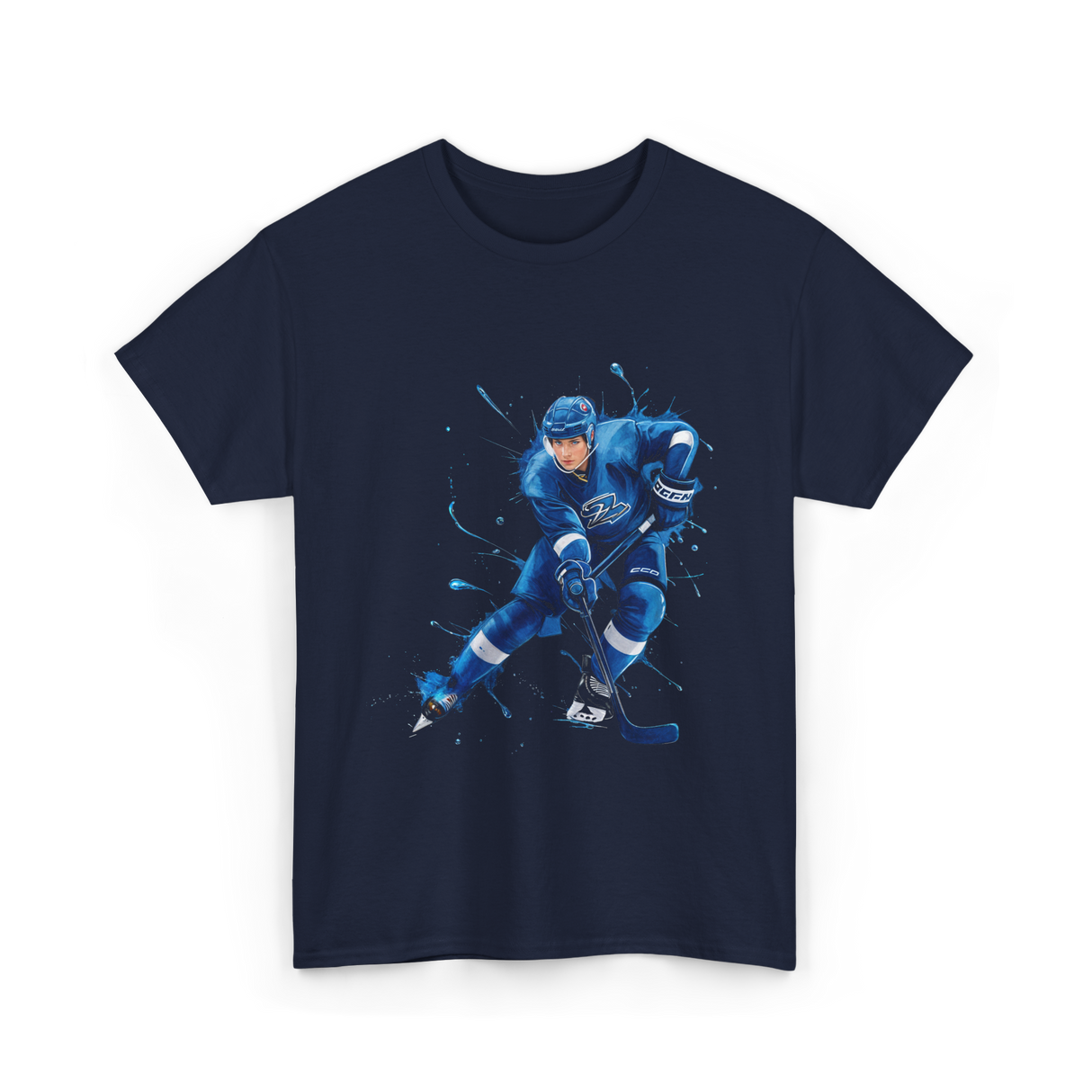 Ice Hockey Player Hockey Sports T-Shirt - Navy