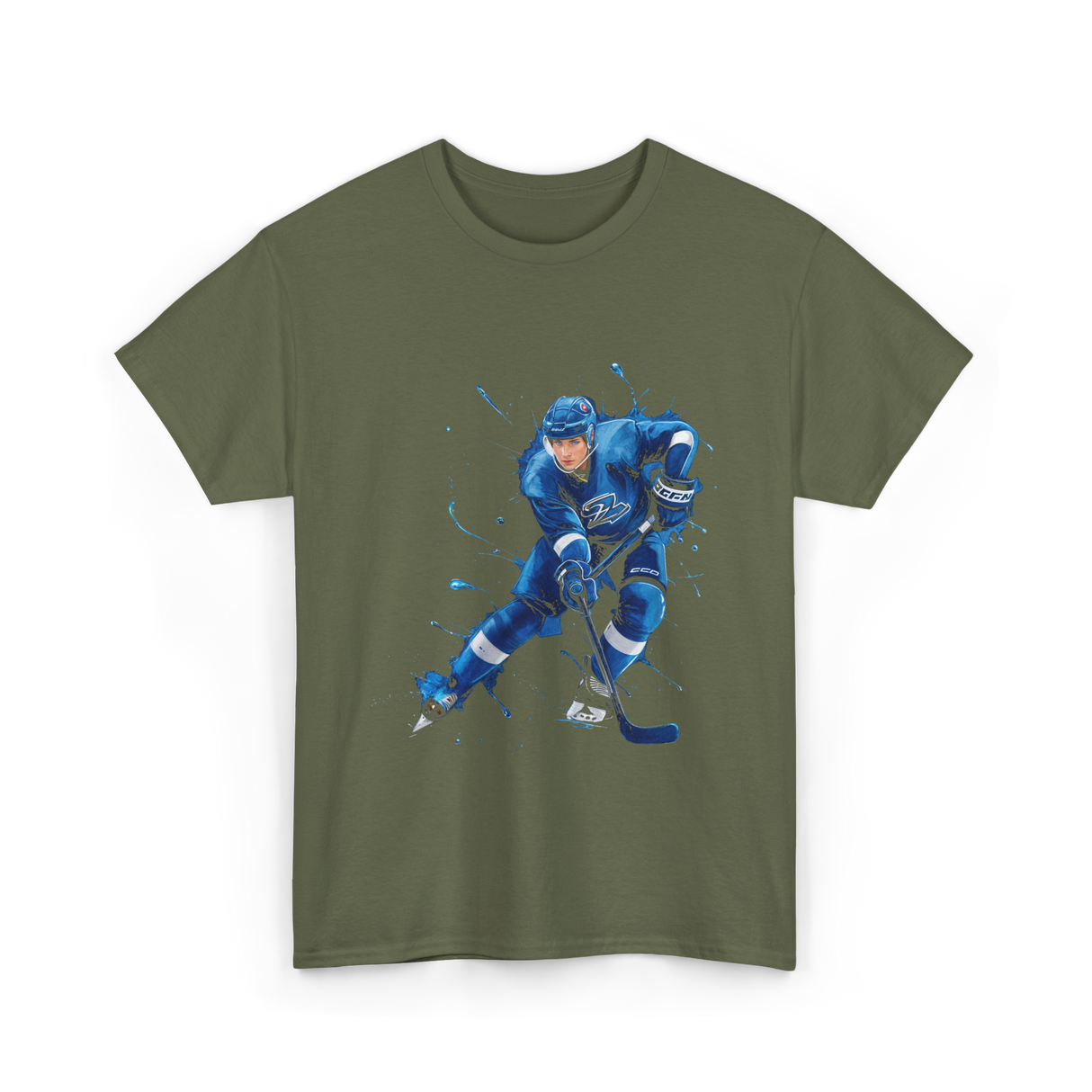 Ice Hockey Player Hockey Sports T-Shirt - Military Green